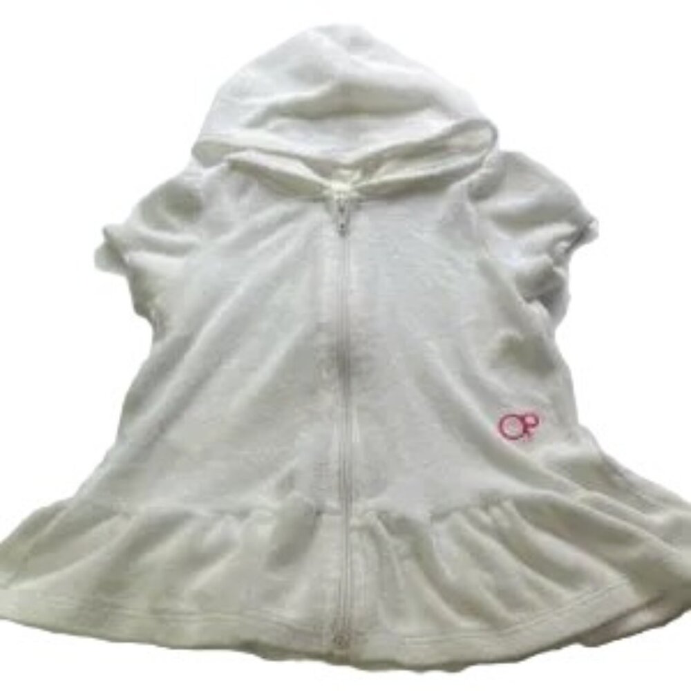 OCEAN PACIFIC OP White Hooded Zip-Up Dress Swimsuit Cover Up Toddler Girls 18M